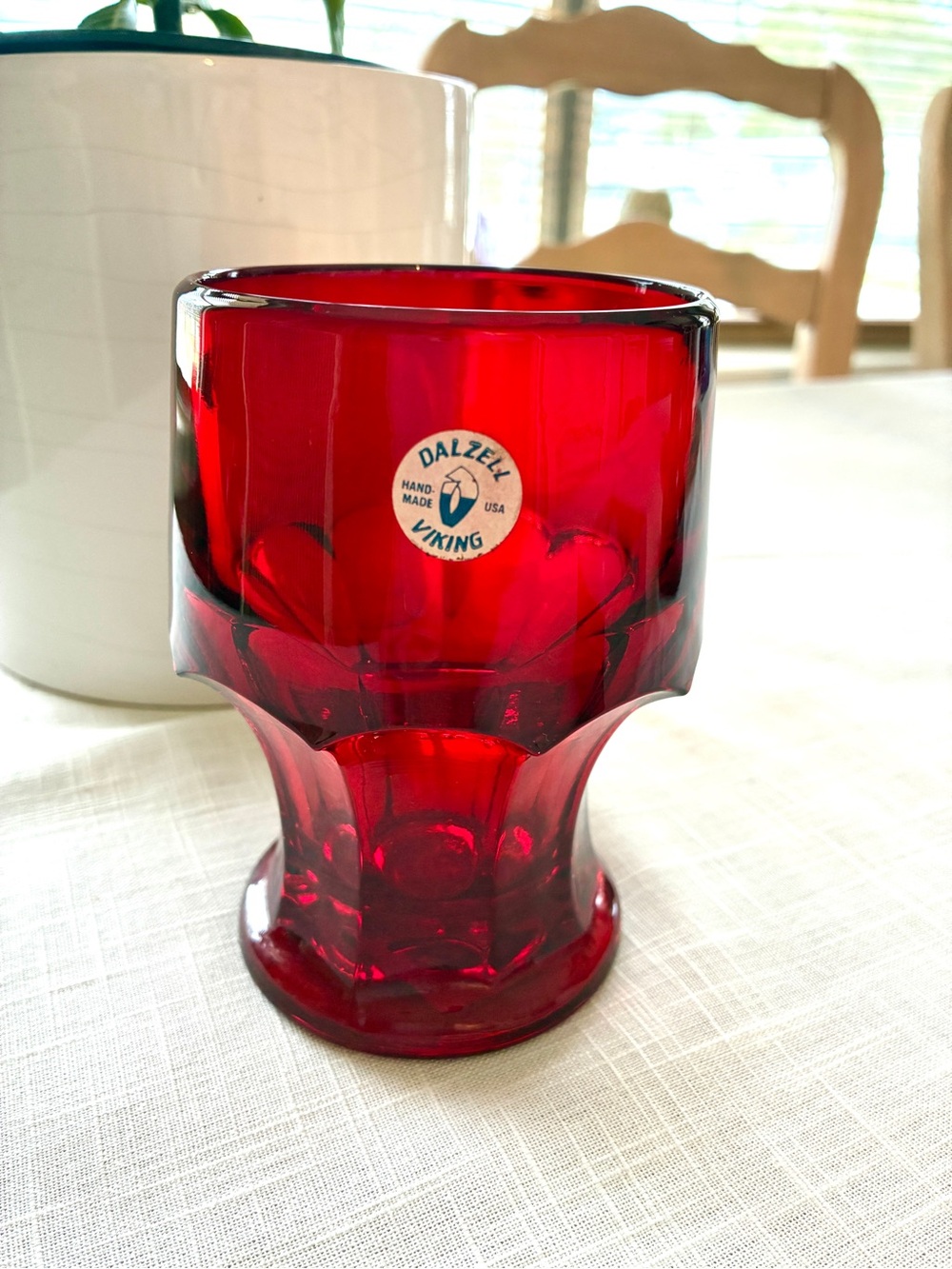Rare Viking Ruby Red Hiball Glass Original Tags